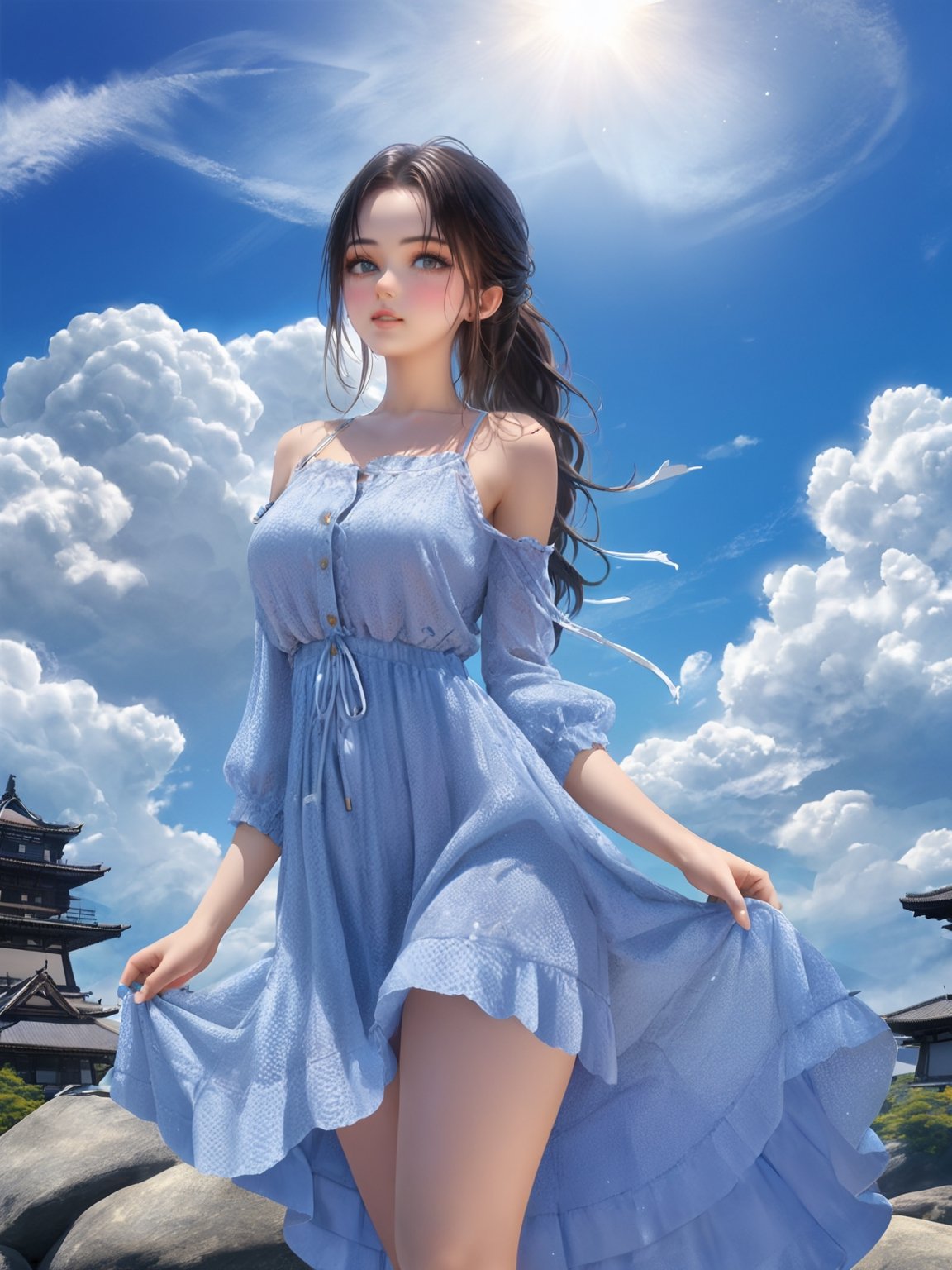 //Quality,
photo r3al, detailmaster2, masterpiece, photorealistic, 8k, 8k UHD, best quality, ultra realistic, ultra detailed, hyperdetailed photography, real photo
,//Character,
1girl, solo
,//Fashion,
,//Background,
sky
,//Others,
,AsanagiStyle,sakimichan style