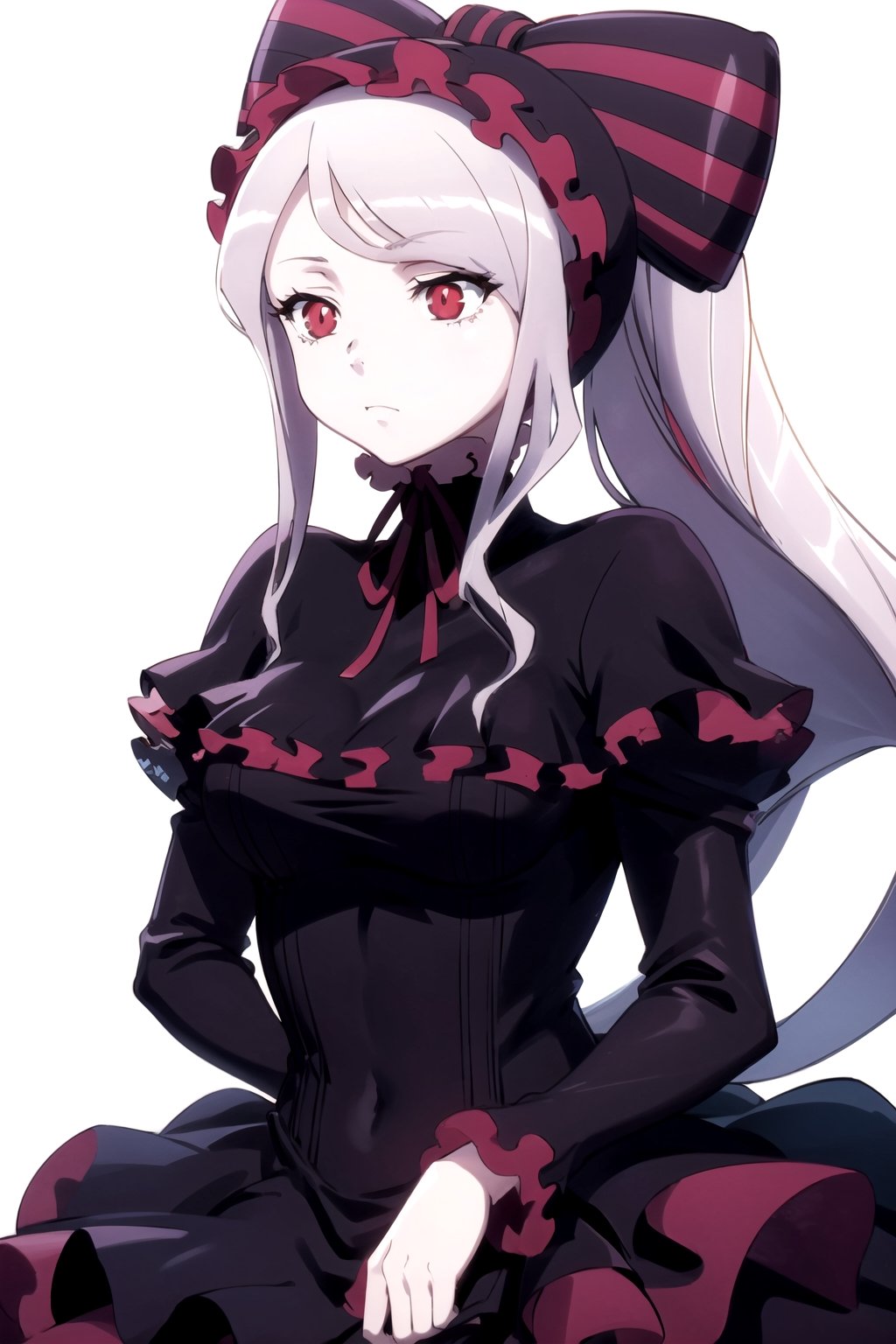 //Quality,
masterpiece, best quality
,//Character,
1girl, solo
,//Fashion,
,//Background,
white_background
,//Others,
,shalltear bloodfallen, frilled dress, gothic, bonnet, hair bow, full_body