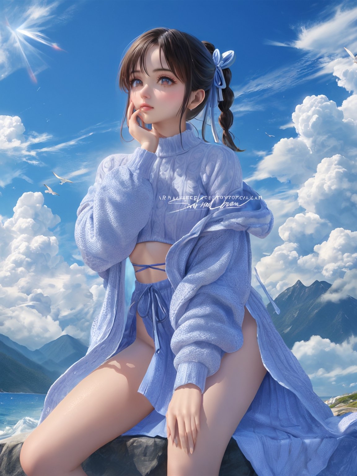 //Quality,
photo r3al, detailmaster2, masterpiece, photorealistic, 8k, 8k UHD, best quality, ultra realistic, ultra detailed, hyperdetailed photography, real photo
,//Character,
1girl, solo
,//Fashion,
,//Background,
sky
,//Others,
,AsanagiStyle,sakimichan style