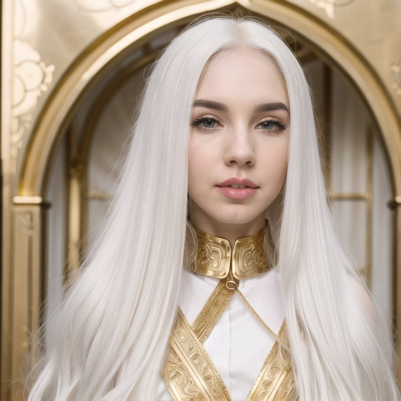 ((ava max)) ((long white hair)) ((with a gold metal)) 