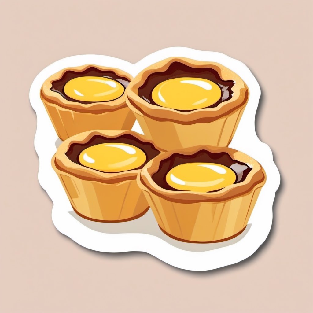 Portuguese Egg tarts,graphic,((flat design)),solo,white_background,sticker