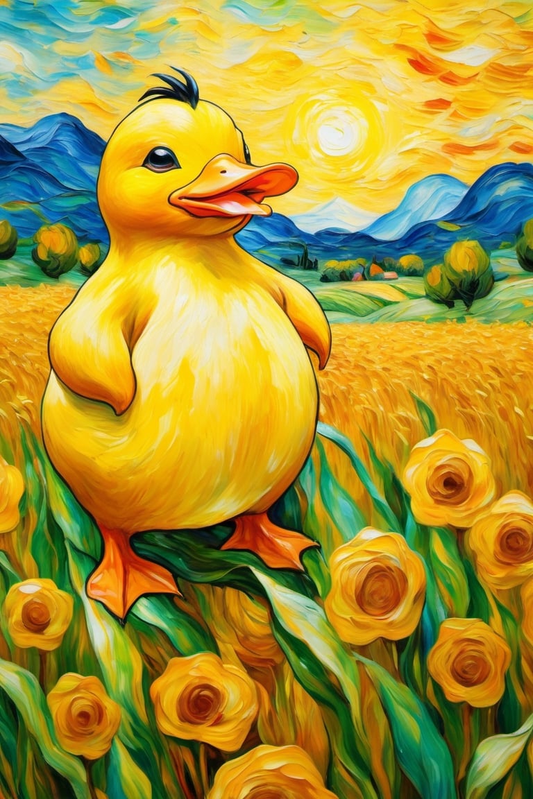 Oil painting, Van Gogh style, coloring, ((((nude_cute_psyduck)))), Abstract, abstract background, ​masterpiece, Best quality at best, Ultra Detail Wallpapers, gaffer, cornfield, sao, Surreal dreamscape, natta, 4k,Oil painting of Mona Lisa 