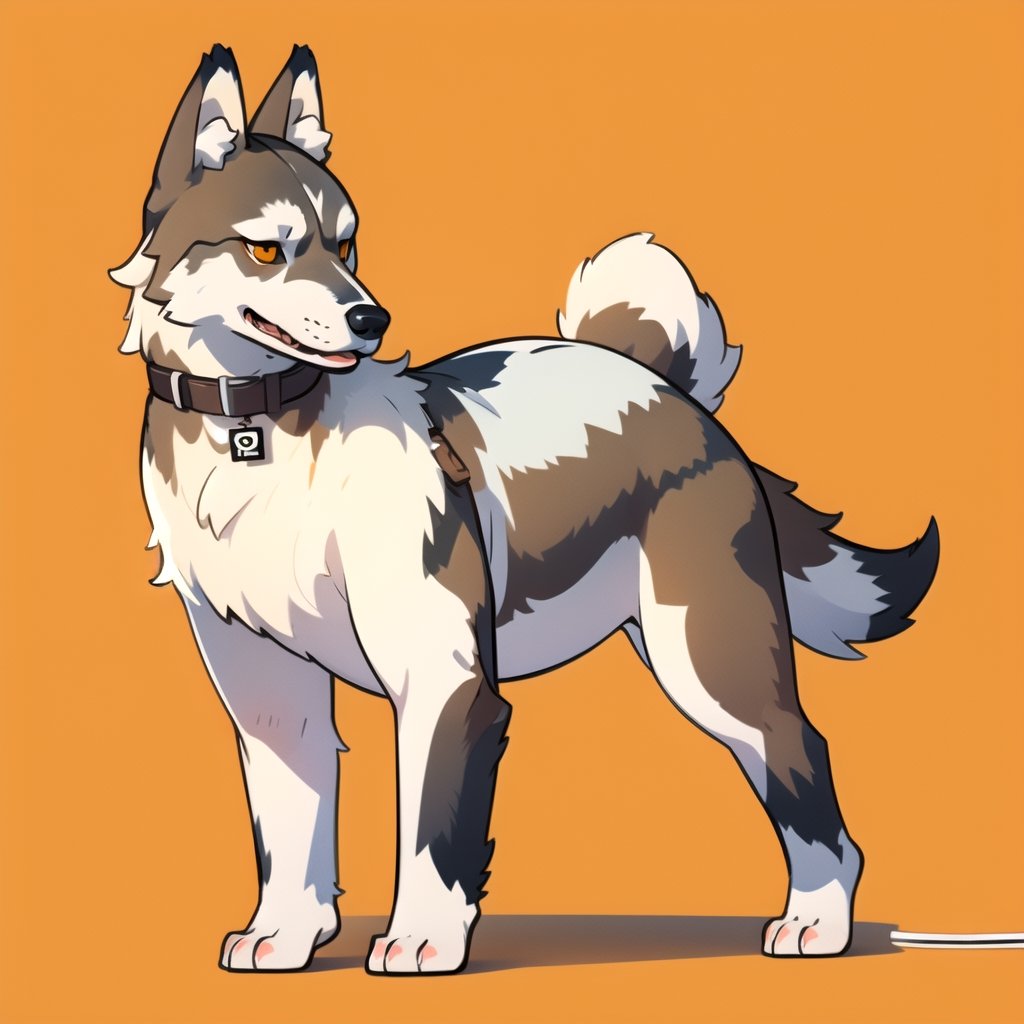 coloredic0n icon, a wolfdog, light_orange_background,cartoon,full_body