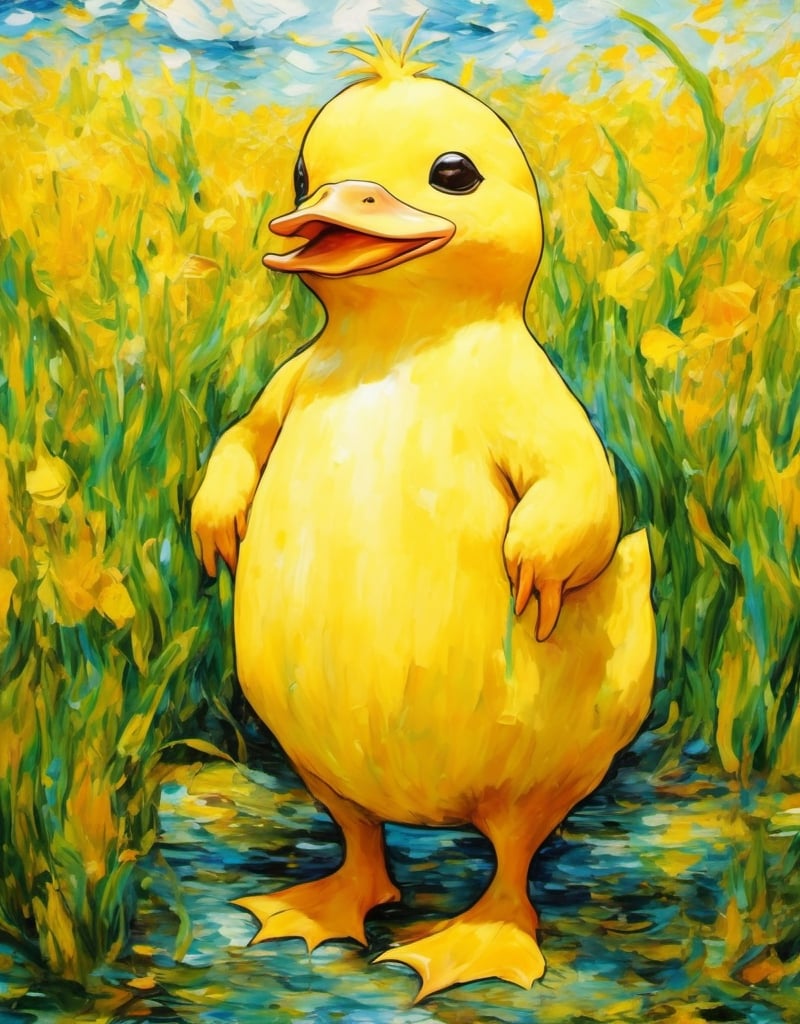 Oil painting, Van Gogh style, coloring, ((((nude_cute_psyduck)))), Abstract, abstract background, ​masterpiece, Best quality at best, Ultra Detail Wallpapers, gaffer, cornfield, sao, Surreal dreamscape, natta, 4k,Oil painting of Mona Lisa ,dripping paint,abstact,art by sargent