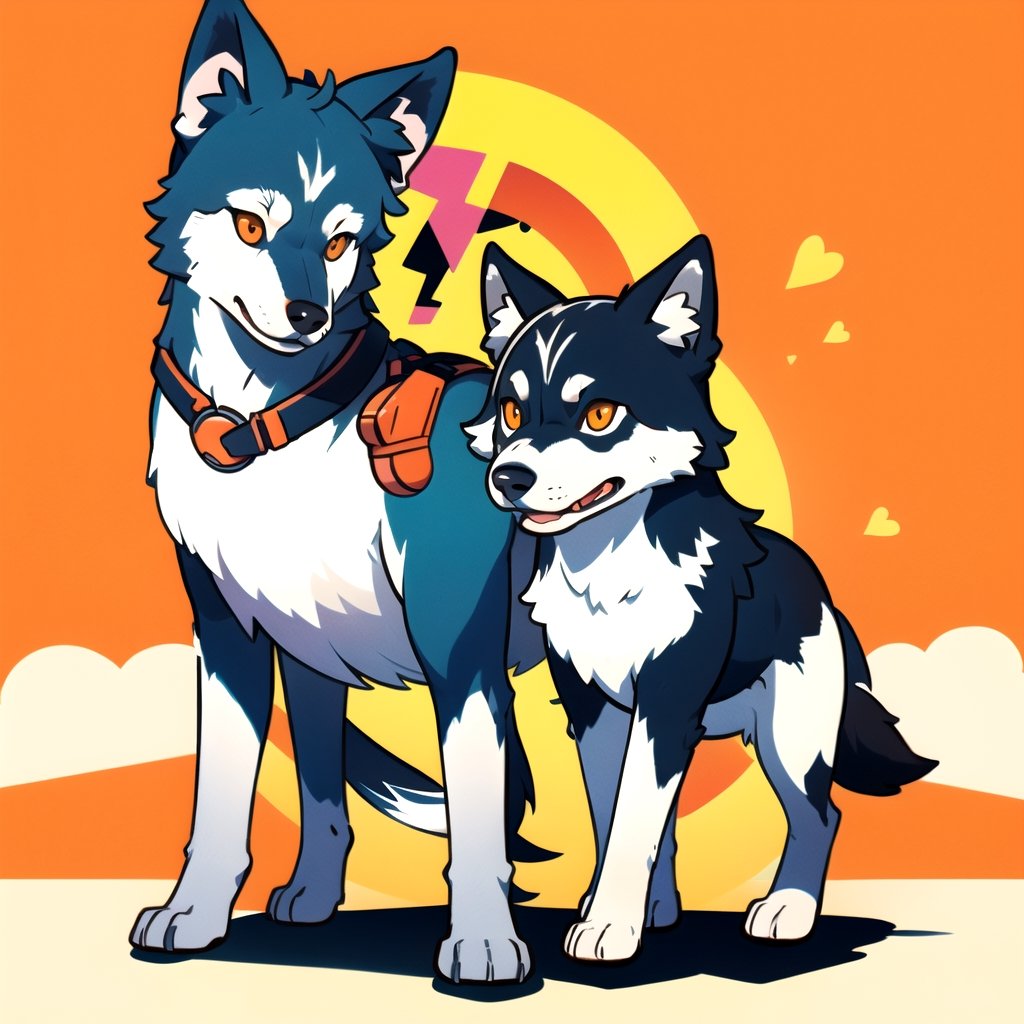 coloredic0n icon, a wolfdog, light_orange_background,cartoon,full_body