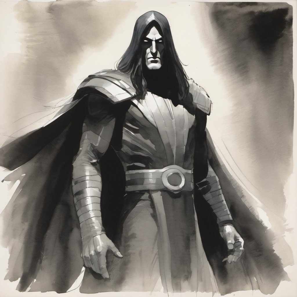 sketch, monochrome, Marvel Ronan the Accuser, looking at the viewer ,