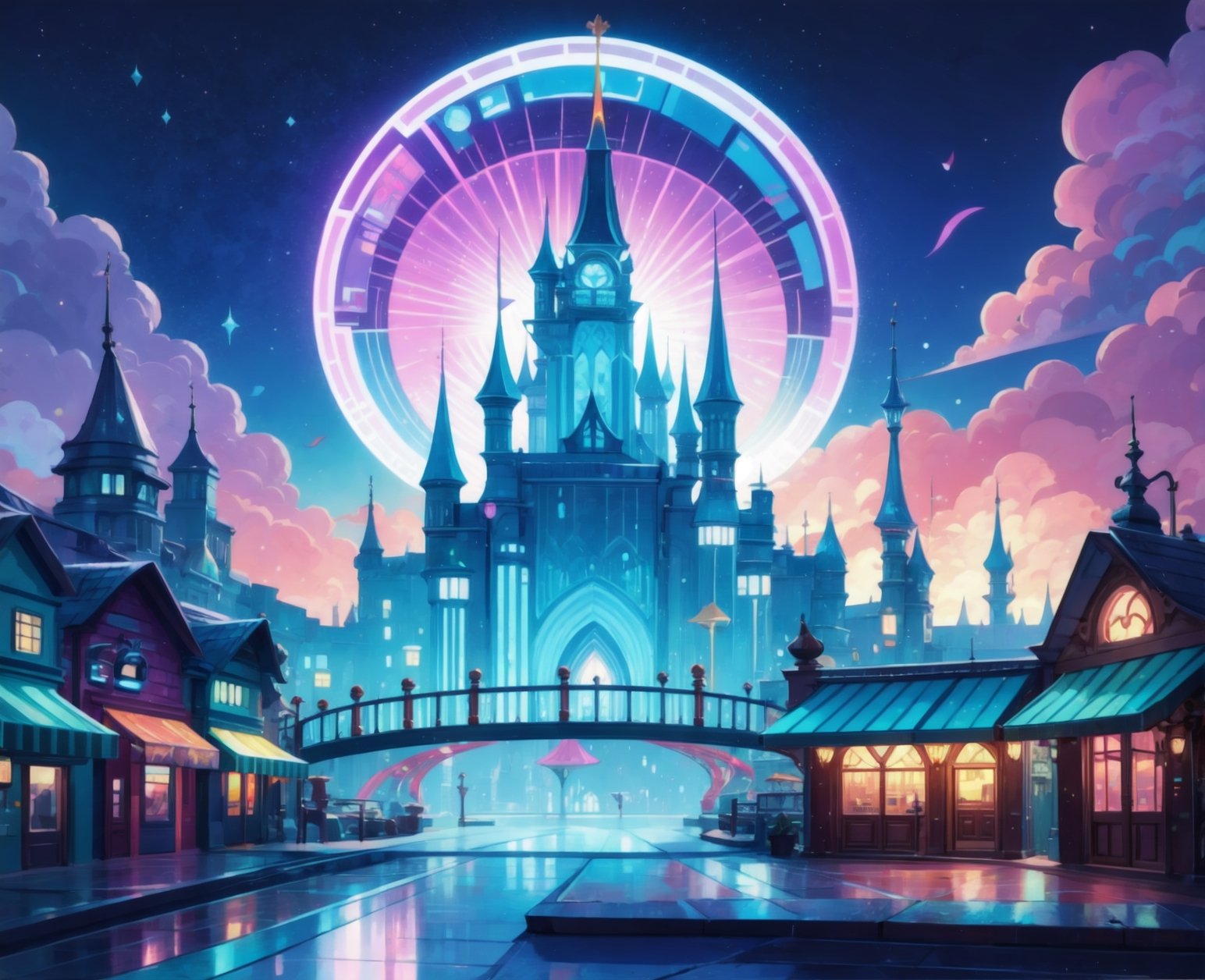 cute amusement park, fantasy, gameart style, high details,high quality,bright colors,DonMChr0m4t3rr4 