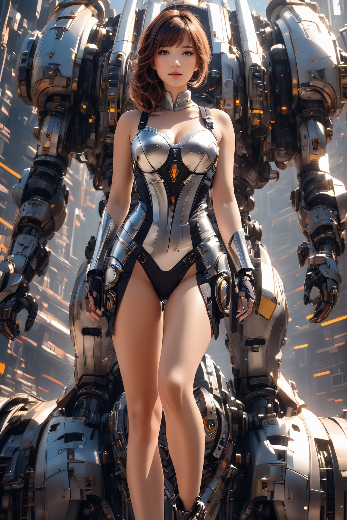 fierce beauty, ((full body)), beautiful japaness girl, her brown hair with blonde highlights on her bangs cascading down the side of her face and shoulders, front view, (((inside of a MECH suit))), (cleavage visible),  (masterpiece, top quality, best quality, official art, beautiful and aesthetic:1.2), (1girl), extreme detailed, (fractal art:1.3), colorful, highest detailed, zoomout, perfecteyes, random hairstyle
,alluring_lolita_girl,RedHoodWaifu,beautymix,futurecamisole,mecha,xxmix_girl,Movie Still,Film Still,Wearing edgTemptation,Cinematic,p3rfect boobs,skirtlift,cleavage,Cinematic Shot,Cinematic Lighting,aesthetic portrait,photo r3al