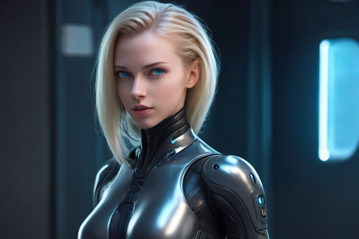 {best quality}, {{masterpiece}}, {highres}, extremely detailed blONDE MOHAWH haired girl with blue eyes, russian girl, inspired by cyberpunk and brutalistic art, sharp focus, {{{character{1 girl}}}}, solo, {{{beautiful skinny body with  LARGE boobs}}}, wearing a tight catsuit with robot arm, light smile, closed mouth, beautiful detailed blue eyes, blue eyes, {{{{{sharp focus}}}}}, {{{{{masterpiece illustration}}}}}, {{{blONDE hair}}}, {{full body}}, glowing,neon photography style,IMGFIX