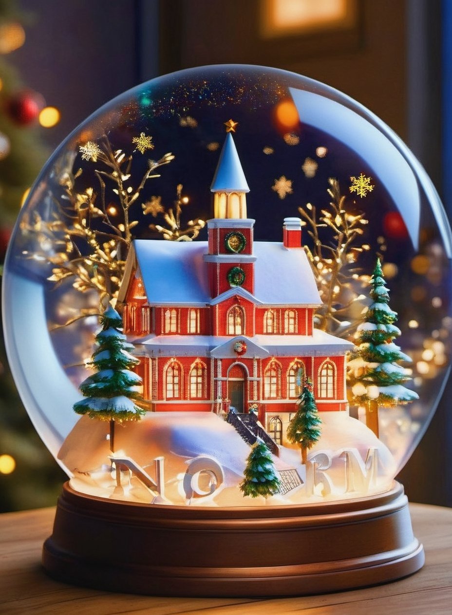 Intricate detailed, Cinematic composition, 8K, sharp focus, distinct_image, delicate and aesthetic, UHD, RAW, REAL WORLD, REALISTIC, Cinematic light, Ray_tracing, concept art, high quality,  (cell shading:1.2), snowglobe, snow globe, rudolph, glowing particles, snow flakes, simple background,Snowglobe,more detail XL, warm lighting, santa, girl, gifts, cathedrals, LED Lights, "Merry Christmas" letters, Glowing Hearts, 