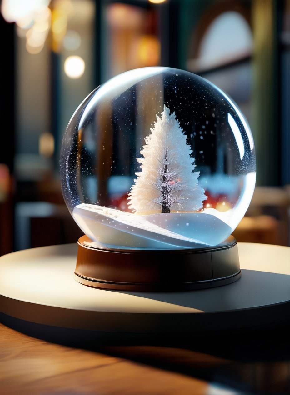 Intricate detailed, Cinematic composition, 8K, sharp focus, distinct_image, delicate and aesthetic, Cinematic light, Ray_tracing, concept art, high quality, (1girl), (cell shading:1.2), snowglobe, snow globe, simple_background