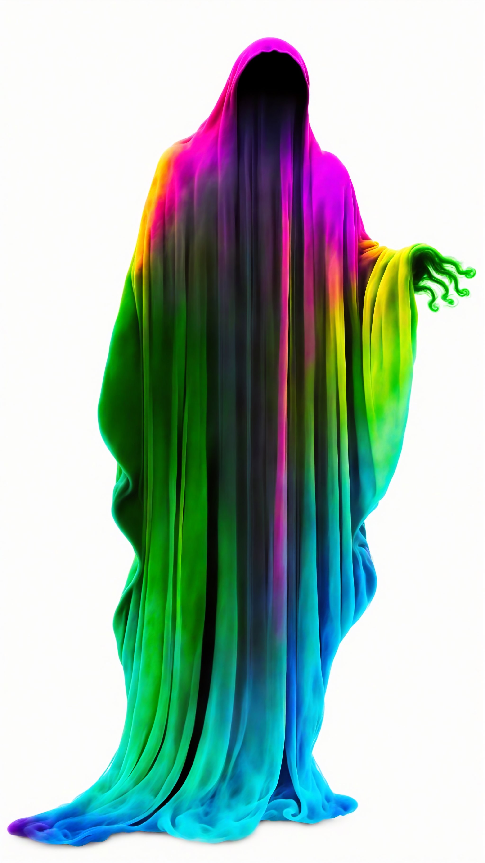 Vibrant ghost made with smoke - (black background:1.4), vibrant, colorful 