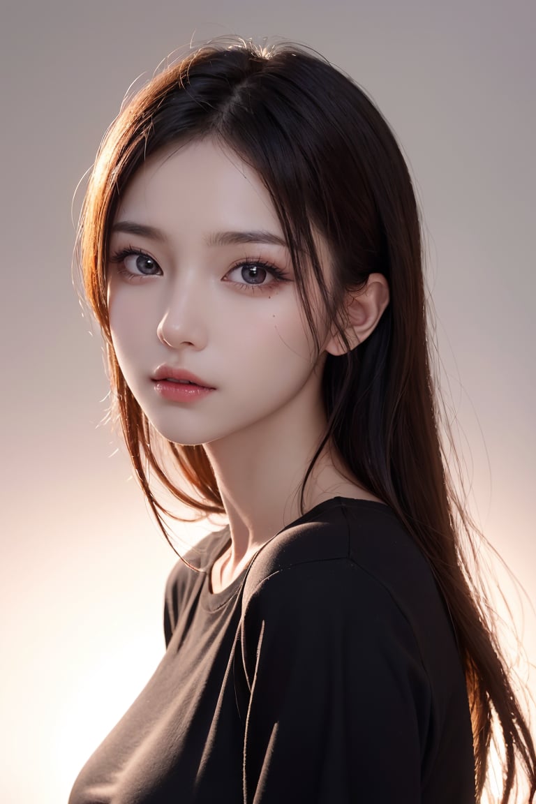 ultra high res,masterpiece,best quality, very detailde face,detailed eyes,extremely intricate,perfect glossy shiny skins,perfect lighting,detailed lighting,dramatic shadows,ray tracing, 1girl,upper body,black shirt,looking at viewer,,cute girl