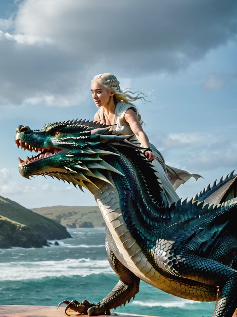 Daenerys flies on her dragon,Game of Thrones,bailing_eastern dragon