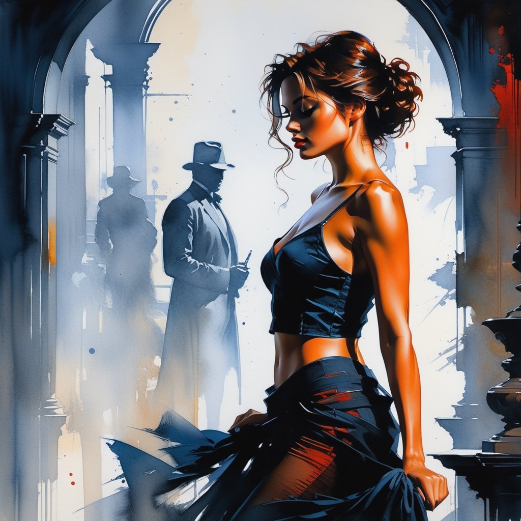 mj, Best Quality, cinematic,  
high quality, 8K Ultra HD high quality Silhouette of a beautiful woman. Masterpiece. Best quality. Perfect anatomy. Beautiful cinematic impressionistic painting, Dark dramatic character, in the style of Jeremy Mann and Charles Dana Gibson, Mark Demsteader, Paul Hedley
 RTX, 4k, Gabriele Dell'otto, AI Midjourney, bright saturated colors, watercolor, oil paints, HDR, 500px, 4k,