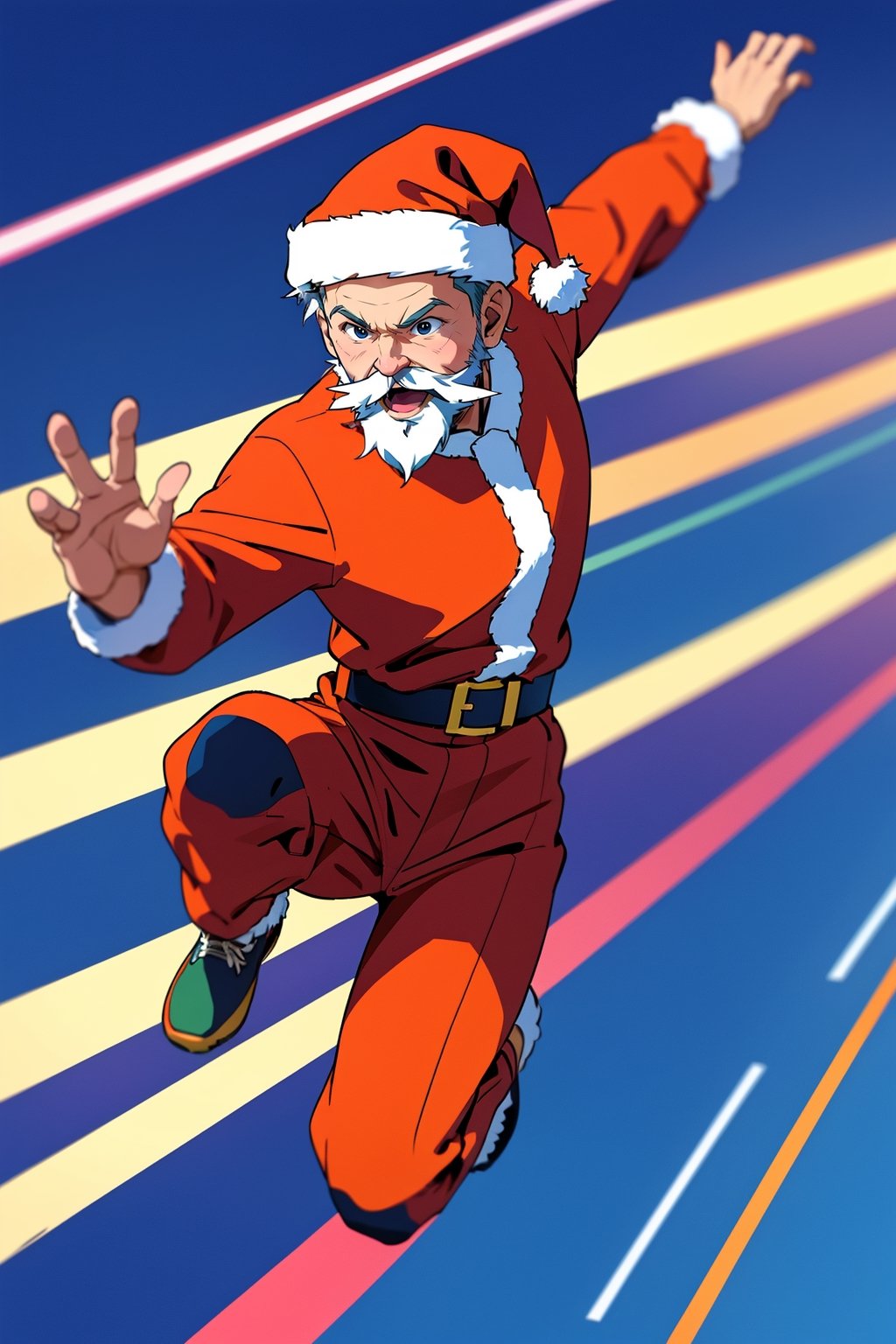 Santa is Running on the Ground, 🏃🏽‍♂️💨,
What if Santa decide to keep his feet on the ground this year? , (speed-lines, motion-lines:1.5)