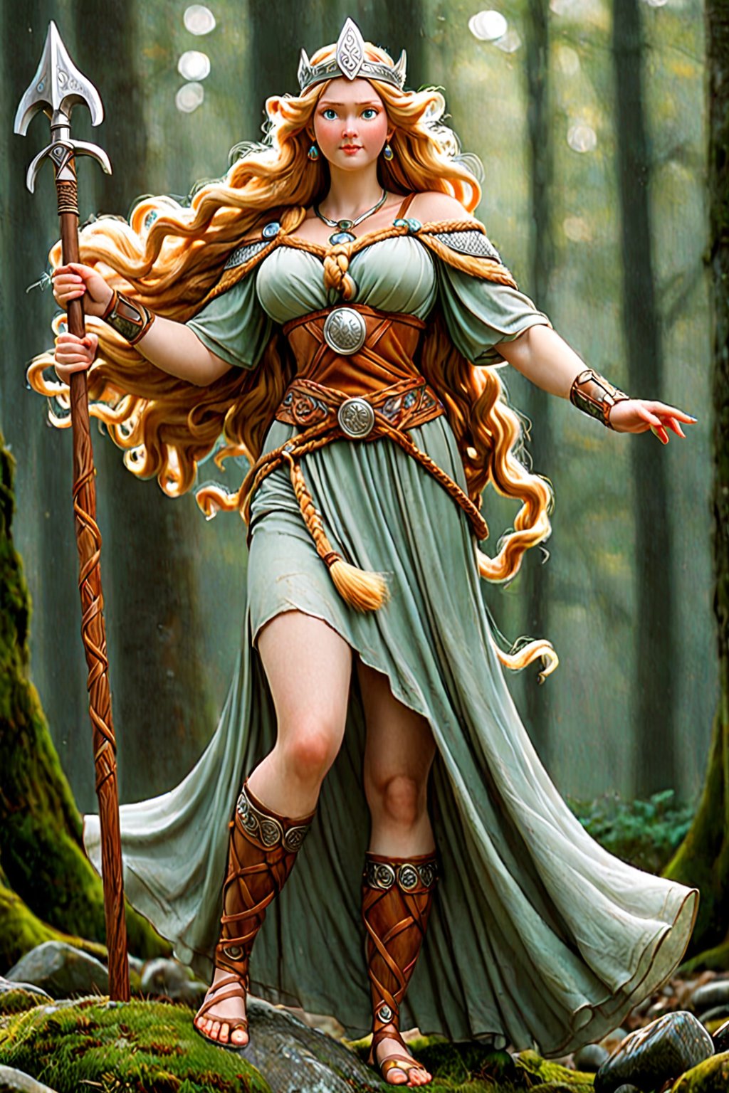 A magnificent curvy, goddess Freyja. Norse mythology. long legs.