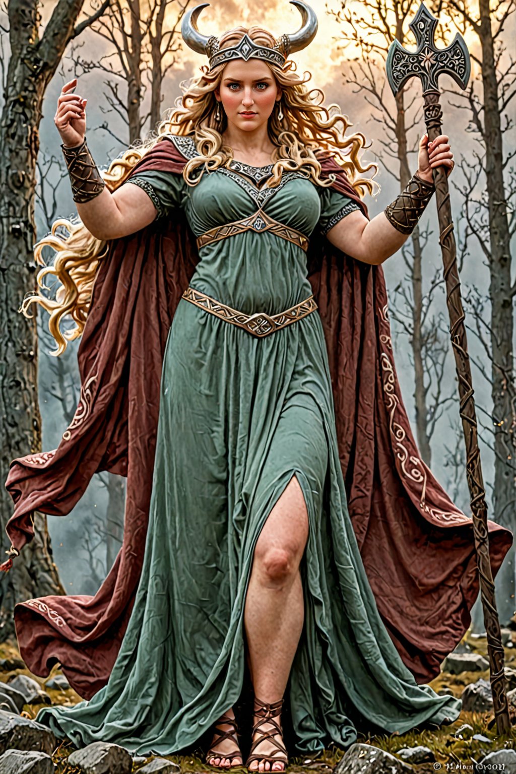  A magnificent curvy, goddess Freyja. Norse mythology.