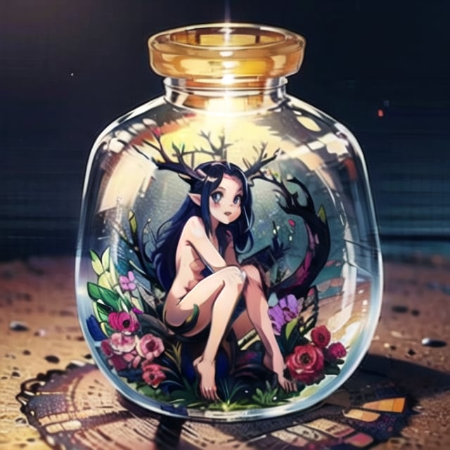 nude vampire girl inside a bottle.