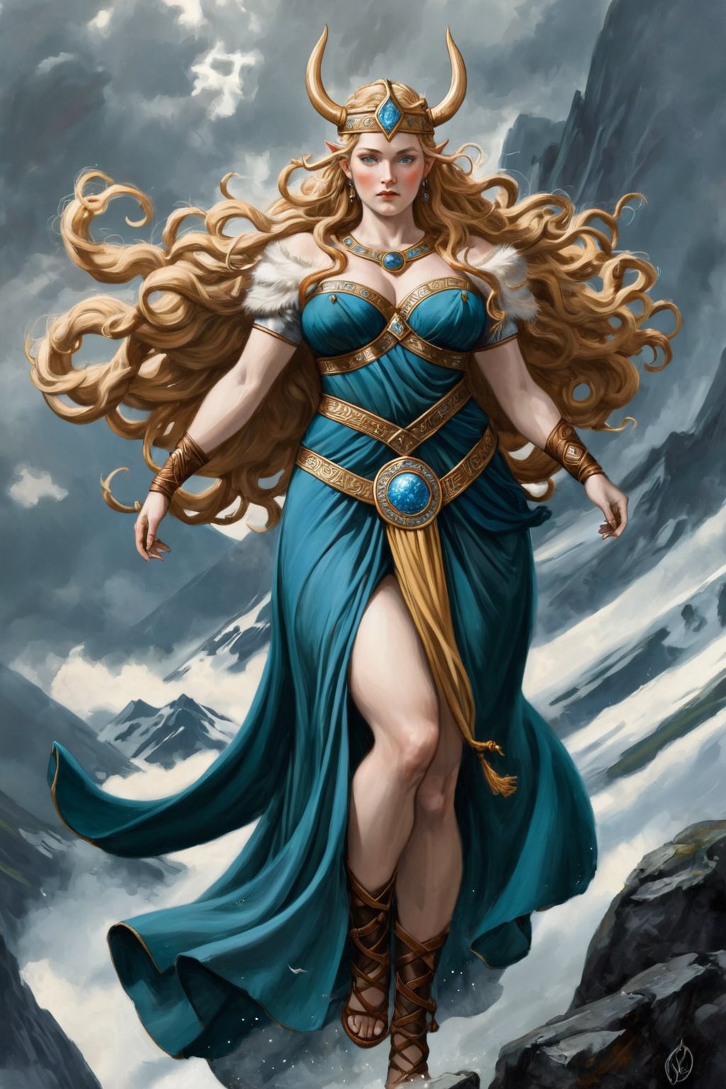 A magnificent curvy, goddess Freyja. Norse mythology.