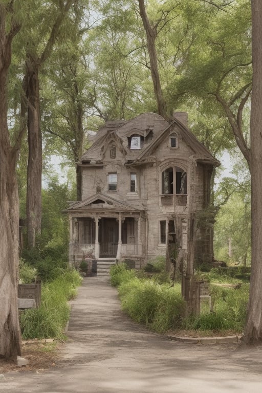 Cinematic landscape with a beautiful Victorian era house