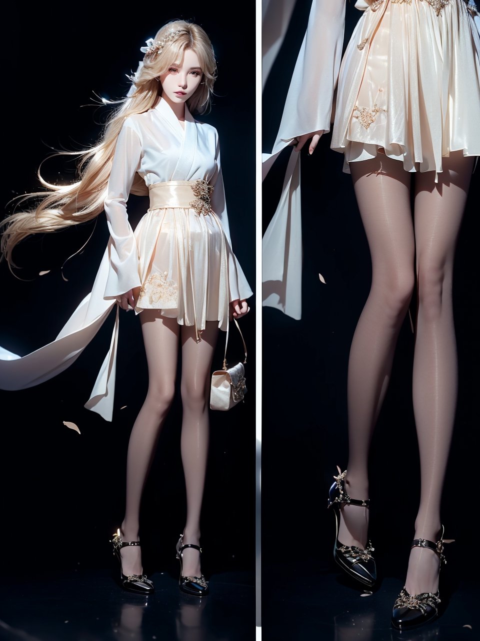 (best quality, masterpiece:1.2),ultra detailed,(photo realistic:1.4),solo,sexy lady,night beach,long_hair,blond_hair, hanbok, (((transparent heels))), (((Full_body_shot))), (((pantyhose))), (((Full_body_shot))), (((Full_body_shot))), 