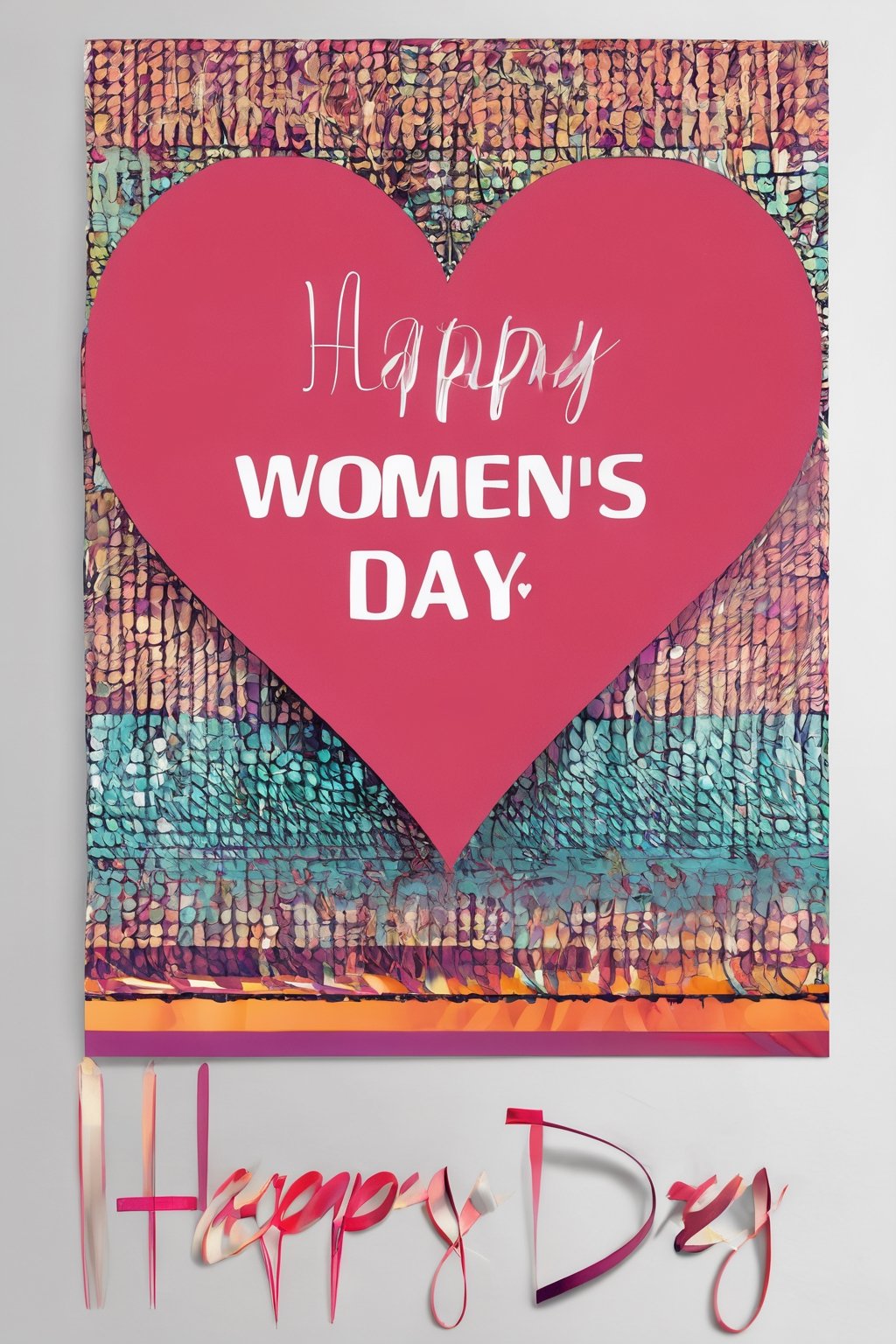 Create an image with a heart with the text that says "Happy Women's  Day"