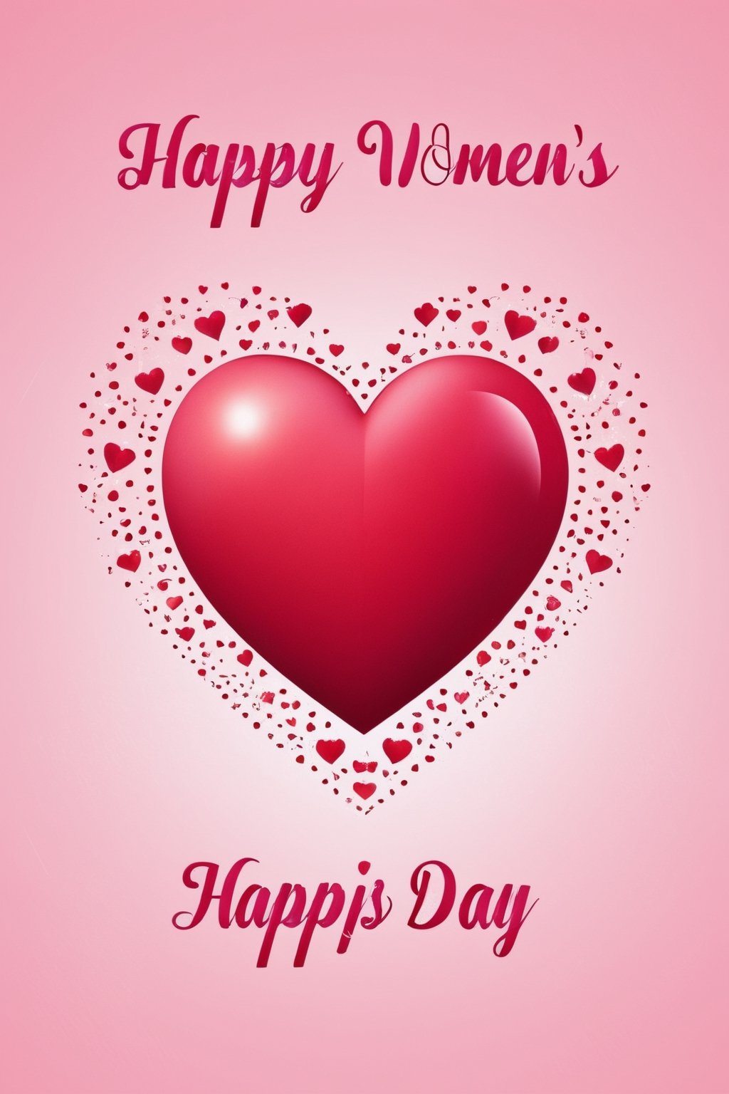 Create an image with a heart with the text that says "Happy Women's Day"