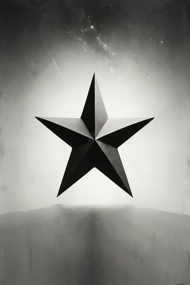 illustration of a star. Star details, Minimalist, hazy, grey and white, high contrast, cinematic, muted tones, no people


