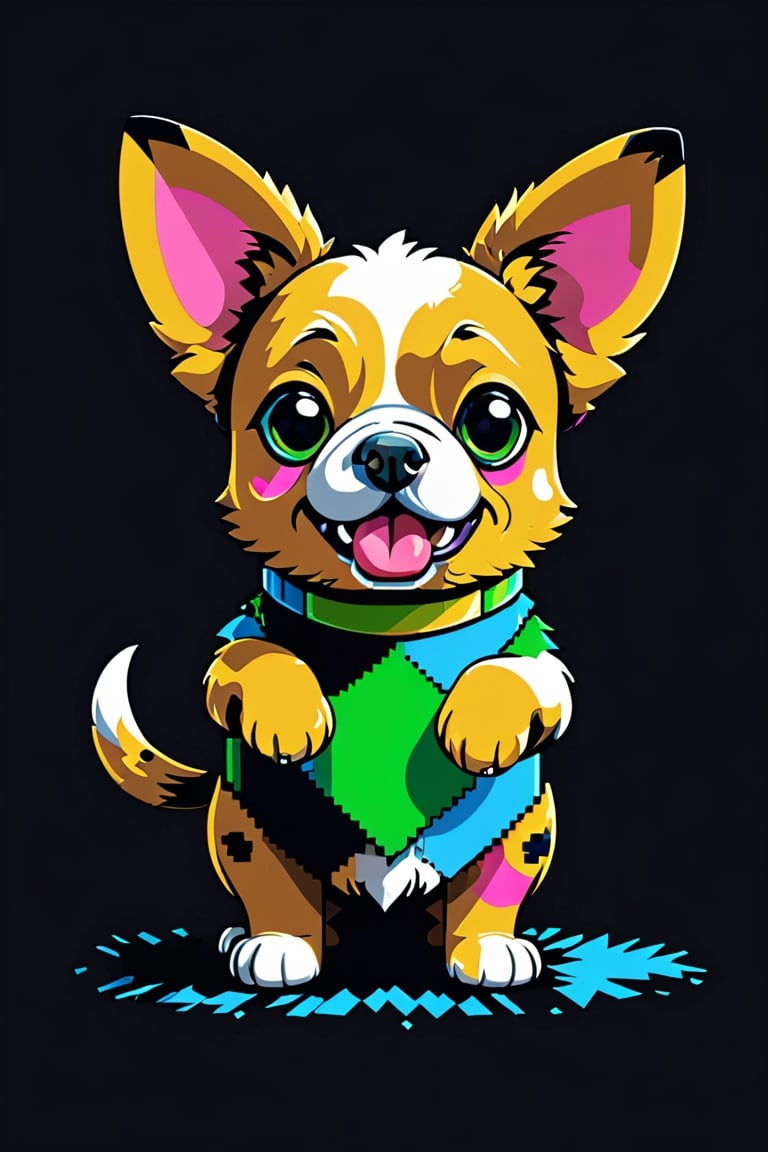 Cute Vector | Vector dog character for T shirt design,White, black, pink, blue, yellow, green colored, clean and black background, V-ray
(((a cute pattern))) 
(((HD Pixel Style)))

Clean background, 
pixel style,pixelart,Pixel Art,pixel art 