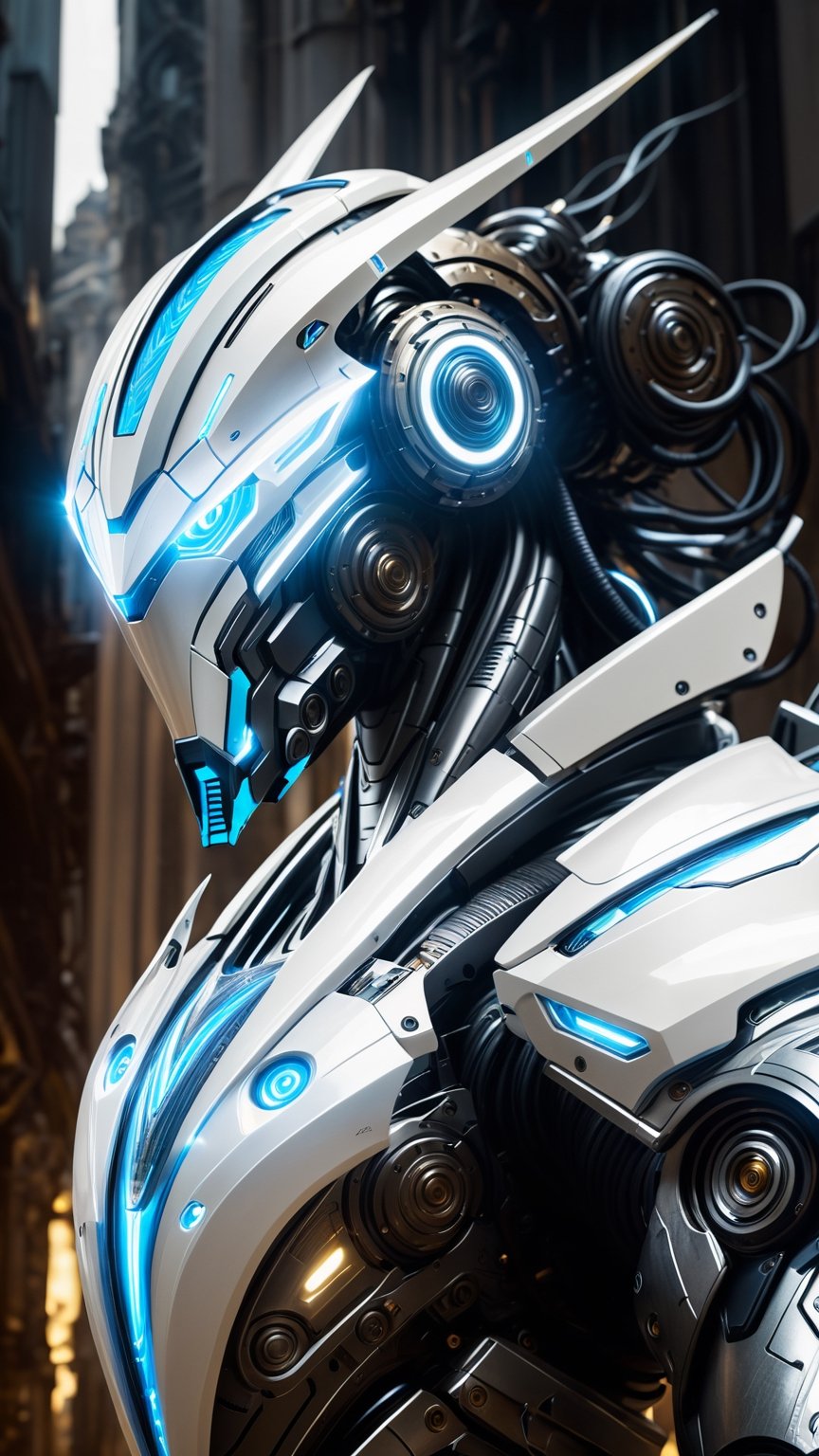 (full body:1.5), Luminoth stands as a testament to the convergence of human ingenuity and advanced technology, a formidable warrior whose metallic frame glows with the luminance of LED lights. Encased in sleek, silver armor with accents of pulsating LEDs, Luminoth embodies the perfect fusion of man and machine.

Its visage is a symphony of technological prowess, featuring a faceplate adorned with a subtle blue glow emanating from its ocular sensors. The LED lights embedded in its armor flicker and shift in rhythm with its movements, casting an ethereal glow that highlights the intricate details of its cybernetic design.

Luminoth's limbs, composed of resilient alloys, move with a precision that only advanced robotics can achieve. Each step is accompanied by a soft hum, a harmonious melody that resonates with the futuristic energy coursing through its artificial veins.

Armed with a sleek energy blade, Luminoth is a guardian of the digital frontier, a cybernetic warrior ready to defend against any threat. Its presence on tensor.art captures the essence of technological marvel, blending the strength of a warrior with the allure of LED-lit aesthetics in a captivating visual display.,ROBOT