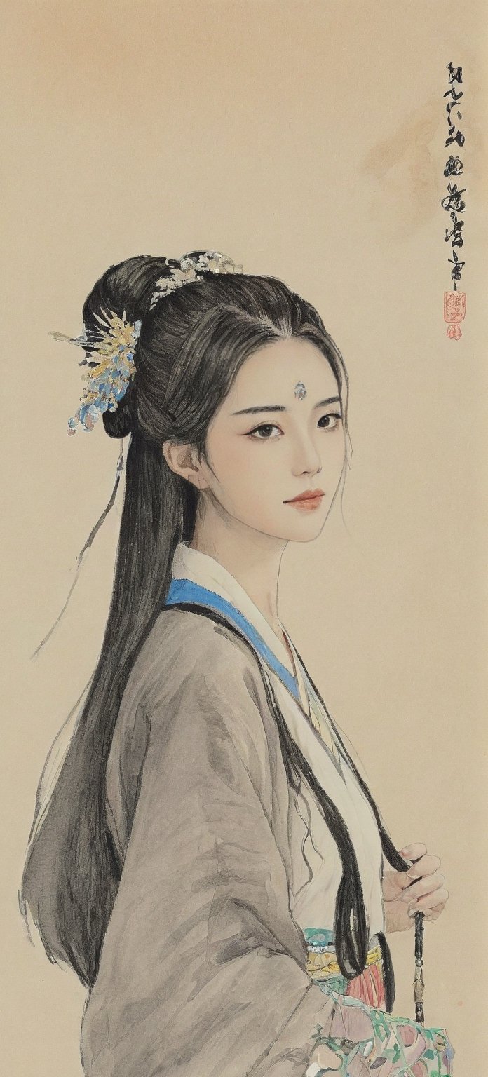 A portrayal of a teen girl, 18 years old from the Romance of the Three Kingdoms,chinese ink drawing,cutegirlmix,korean girl,FilmGirl,Eimi,yua_mikami