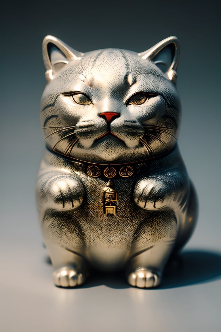 masterpiece, best quality, hyper realistic, full body, highly detailed, Maneki Neko, santa style, low depth of field, expensive, intricate minimalism,High detailed 