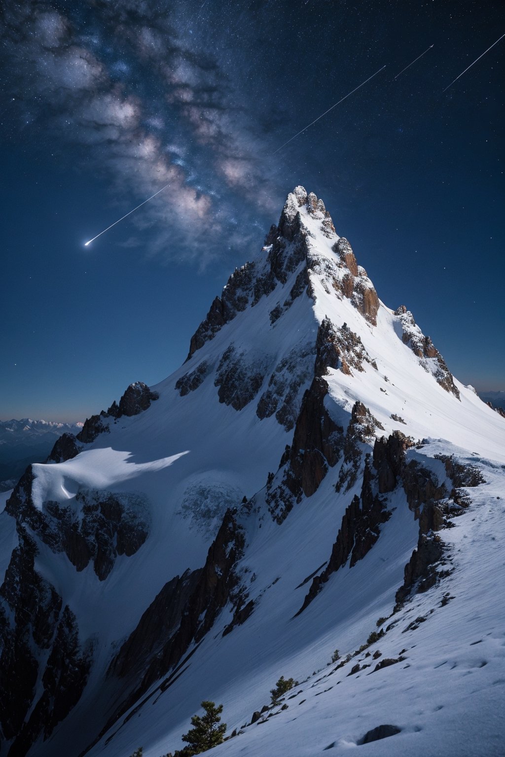 k2 peak, mount Godwin Austin,Mountain view with space and star up sky night,moon