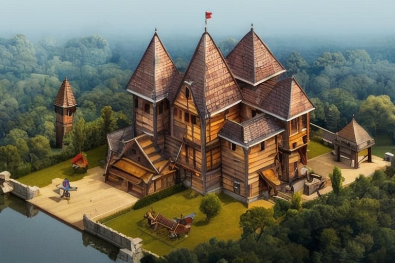 Isometric_Setting, wooden castle in the forrest