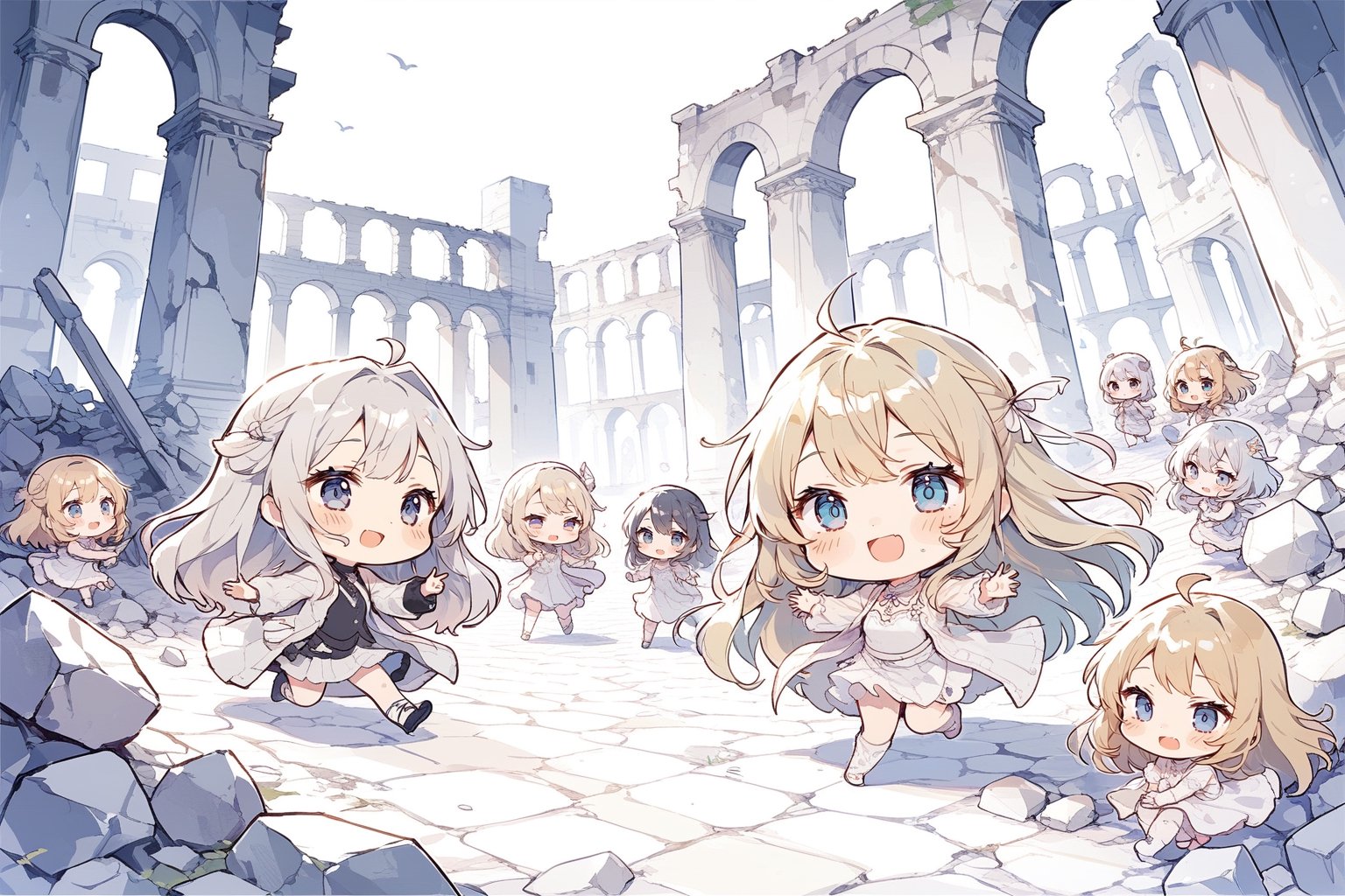 multiple girls,chibi,Lots of girls playing happily in the ruins,
masterpiece, best quality, aesthetic,multiple girls,chibi,Lots of girls playing happily in the ruins,
masterpiece, best quality, aesthetic,