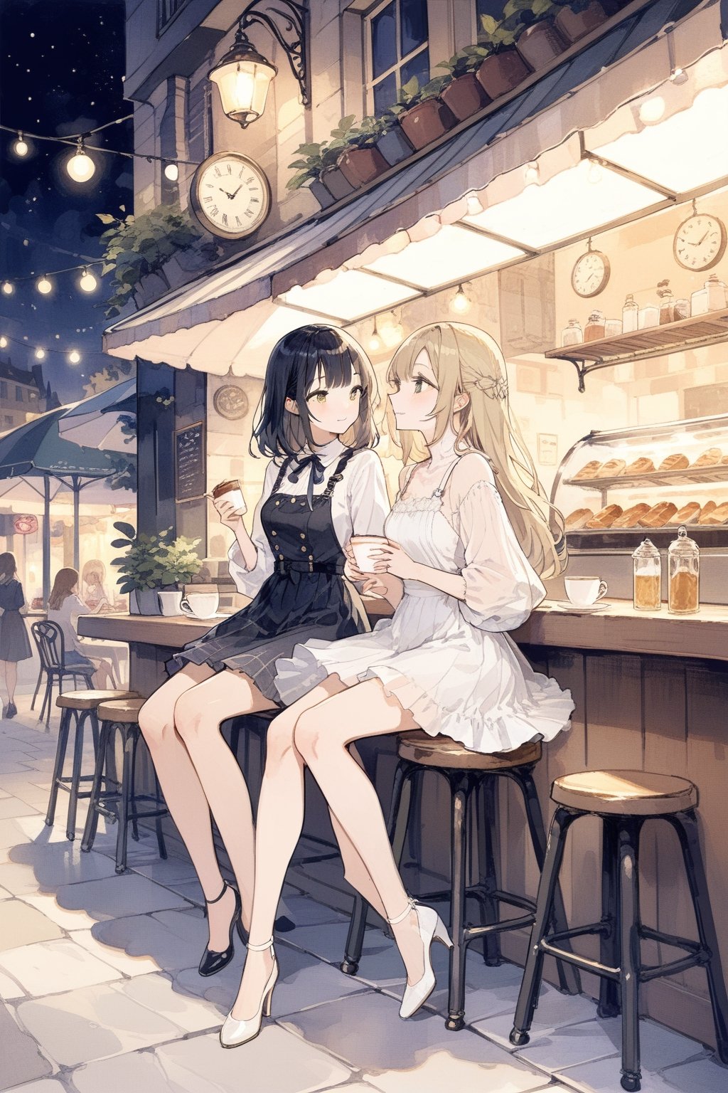 beautiful person, night, cafe, 2girls,
masterpiece, best quality, aesthetic