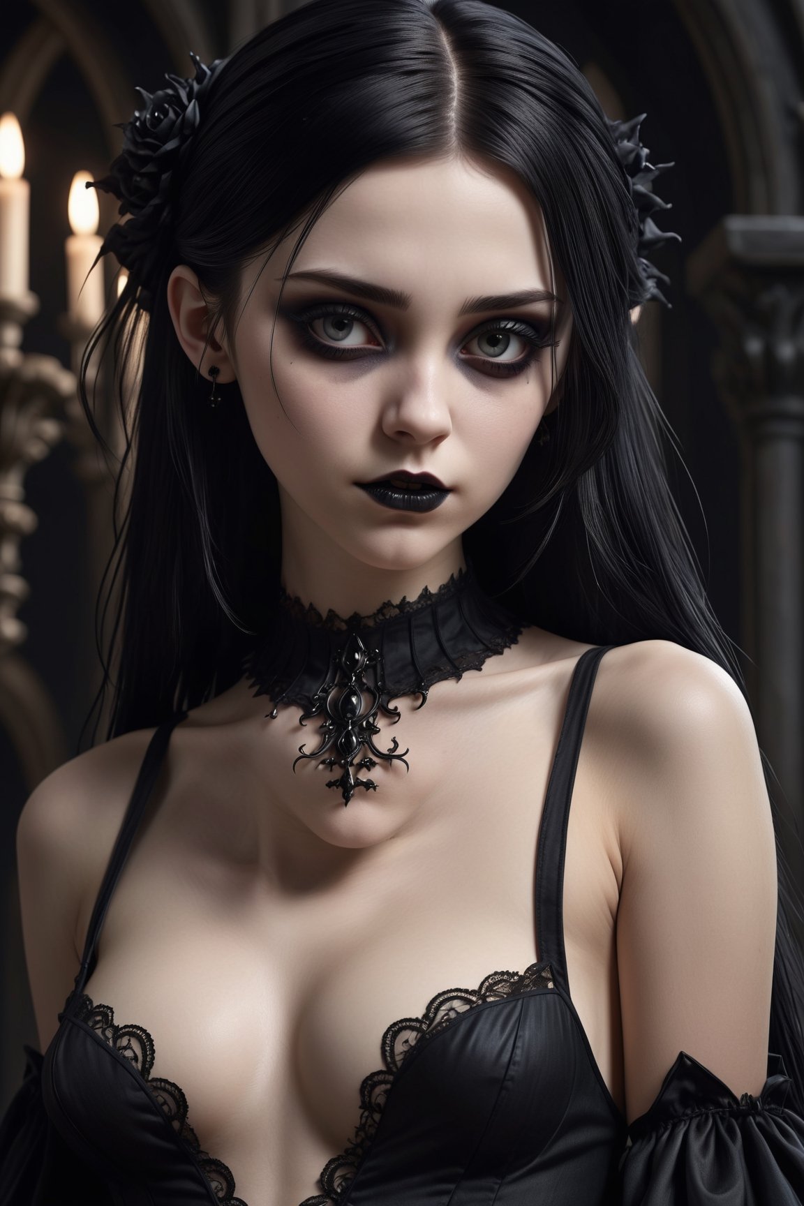 Very young, Style, gothic, beauty, power, realistic, design, render, dream, dark, naked