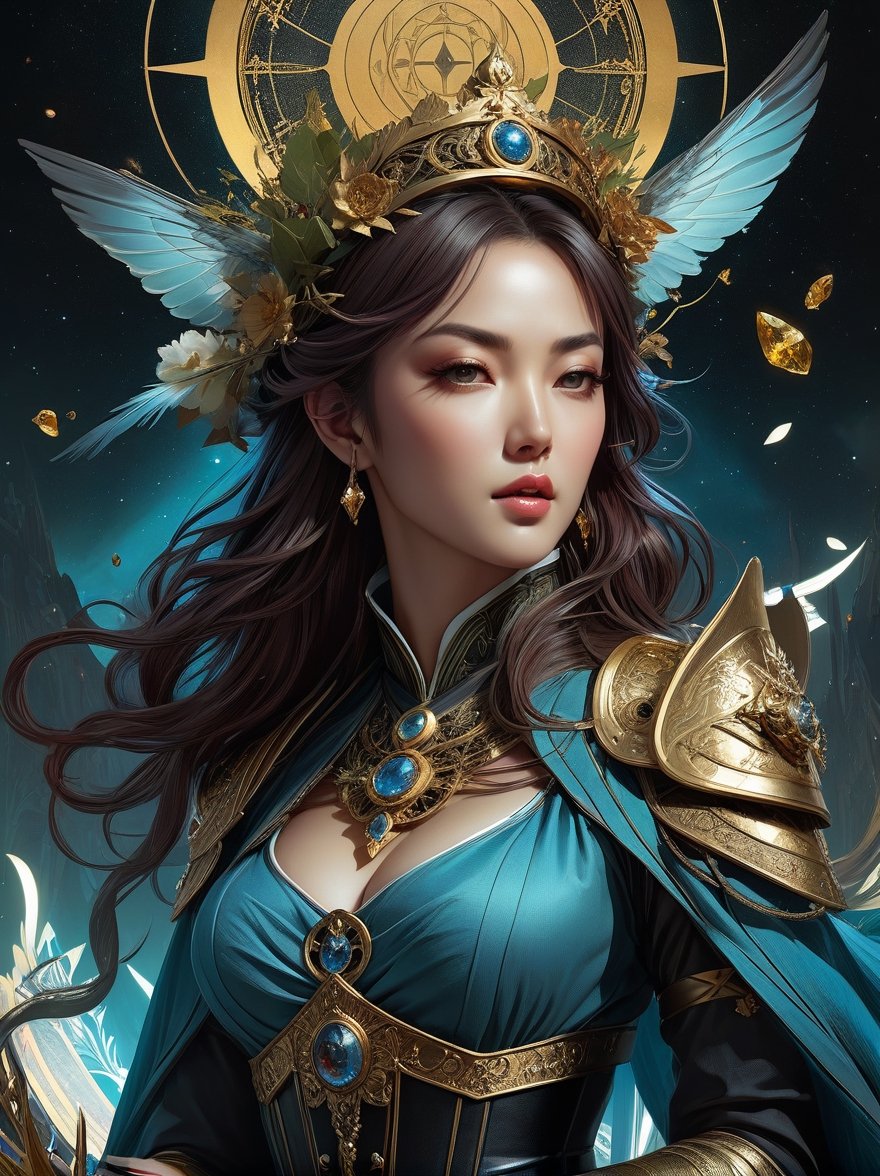 A “major arcana tarot card” reimagined! stunningly beautiful, centered, approaching perfection, dynamic, highly detailed, artstation, concept art, smooth, sharp focus, illustration, art by Kim Jung gi, Artgerm, Carne Griffiths and Wadim Kashin