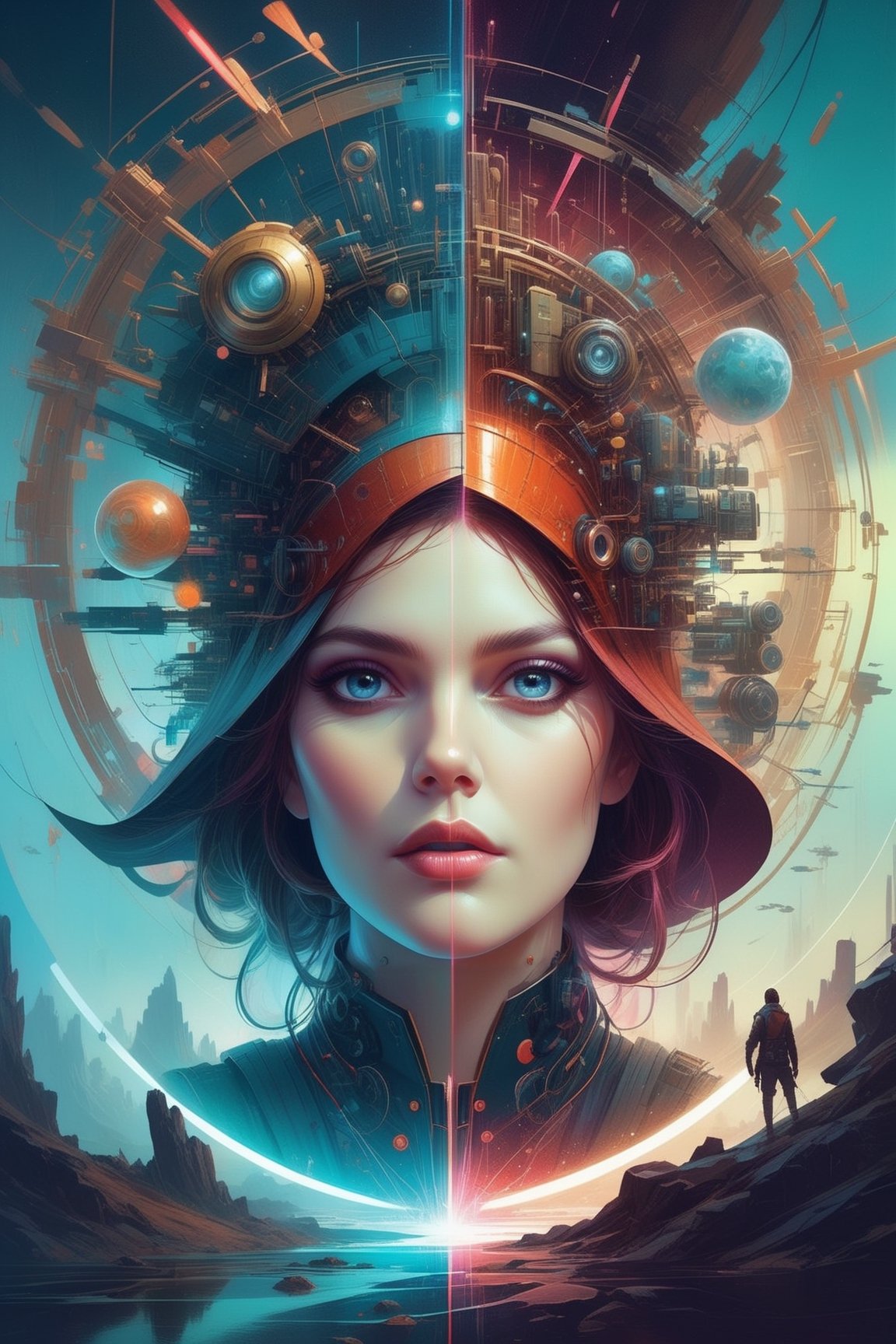 A graphic split between the personification of nature and the personification of technology,  graphic shape canvas,  CEH_ai,  street art,  temporary art,  ((tonalism)),  near zero guidance,  all is revealed,  Mixed emotions and art styles,  kuvshinov,  rossdraws,  tom bagshaw,  alphonse mucha,  ,  professional ominous concept art,  by artgerm and greg rutkowski,  an intricate,  elegant,  highly detailed digital painting,  concept art,  smooth,  sharp focus,  illustration,  in the style of simon stalenhag,  wayne barlowe,  and igor kieryluk.,Decora_SWstyle