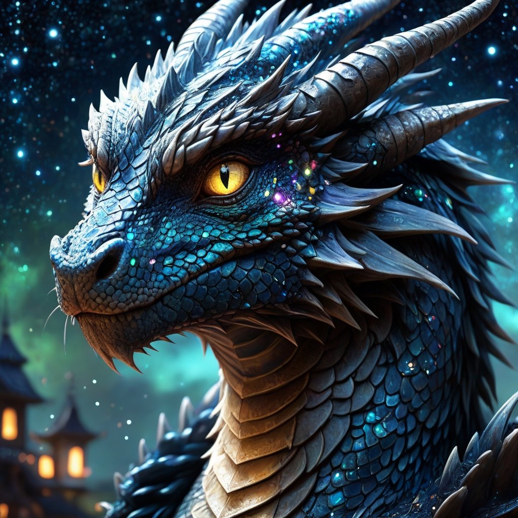 dragon made of star dust, starry dragon, luminescent glowing stars, reflective eyes, night, luminescent stars, anime, reflective, gorgeous eyes, hyper detailed eyes, 3d, deviantart, a masterpiece, deep depth of field, Craig Mullins, perfect composition, intricate motifs, Edwin Landseer