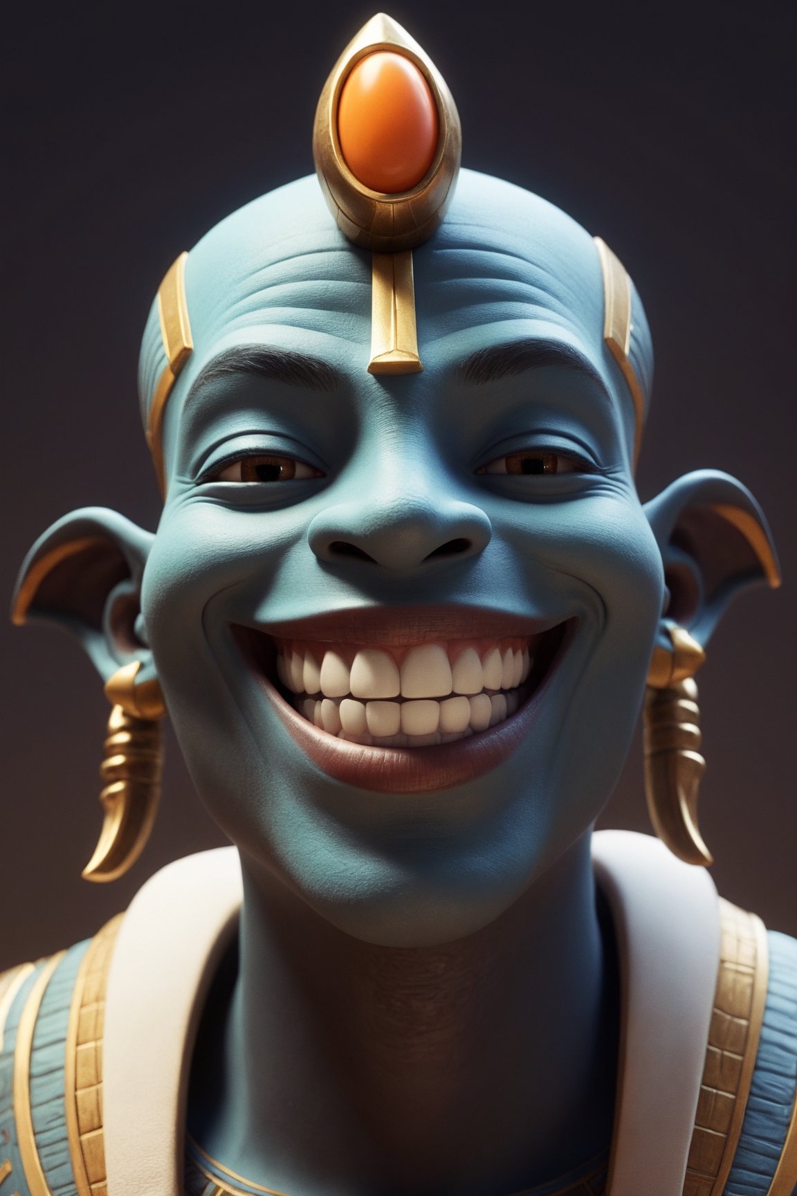 Smiling happy Osiris, 3d cartoon style, Pixar style