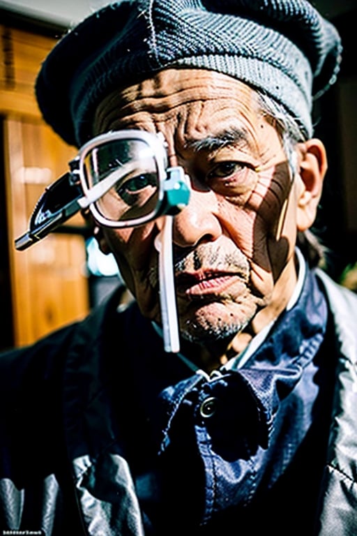 an asian old man, face at viewer, full body, realistic,shodanSS_soul3142,asina man