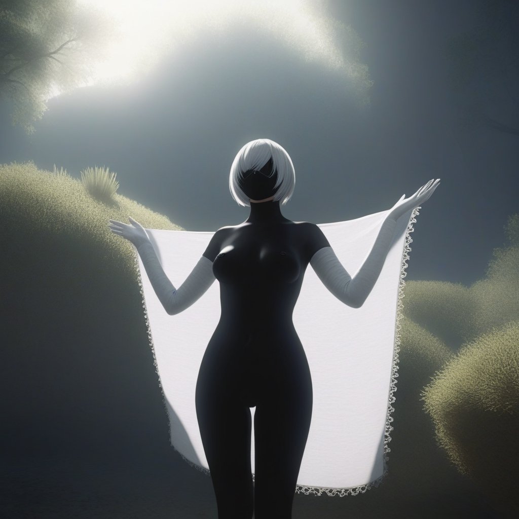 masterpiece,best quality,very aesthetic,absurdres,see-through_silhouette, (2B from Nier Automata), holding_towel, towel