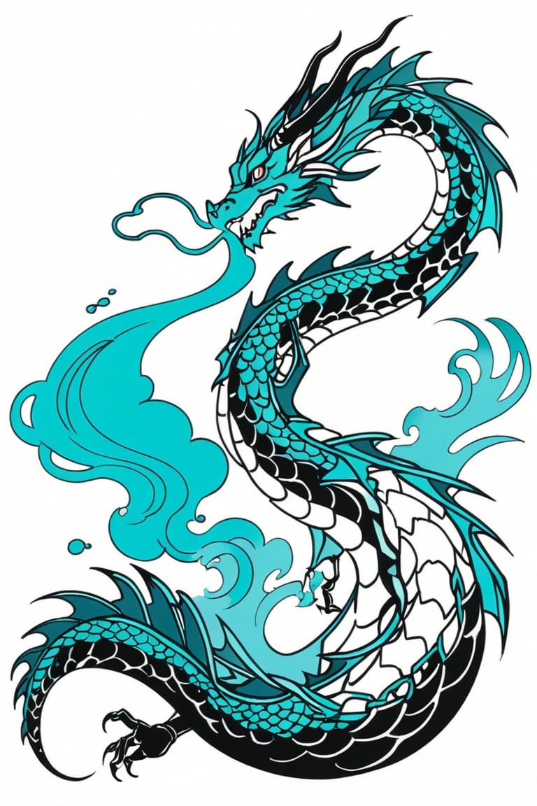 simple background, white background, cloud, no humans, smoke, spot color, dragon, eastern dragon,score_9,dal-1