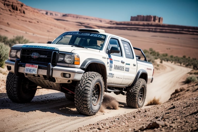 (8K, original, highest quality, famous photo: 1.2), (current, actual photo: 1.3), ((3D lighting, aura)), desert rally, desert rally car, cactus, pickup truck


You are standing on a vast barren sandy desert. The hot sun is shining on the ground. You can hear the sound of an engine in the distance. As the roar of approaching cars gets closer, you can feel the excitement of the racers. I look around and start preparing for the race.