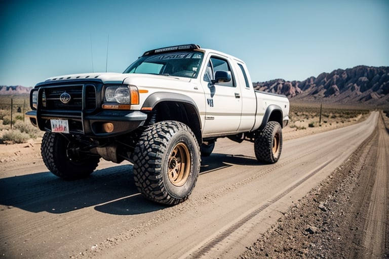 (8K, original, highest quality, famous photo: 1.2), (current, actual photo: 1.3), ((3D lighting, aura)), desert rally, desert rally car, cactus, pickup truck


You are standing on a vast barren desert. The hot sun is shining on the ground. You can hear the sound of an engine in the distance. As the roar of approaching cars gets closer, you can feel the excitement of the racers. I look around and start preparing for the race.