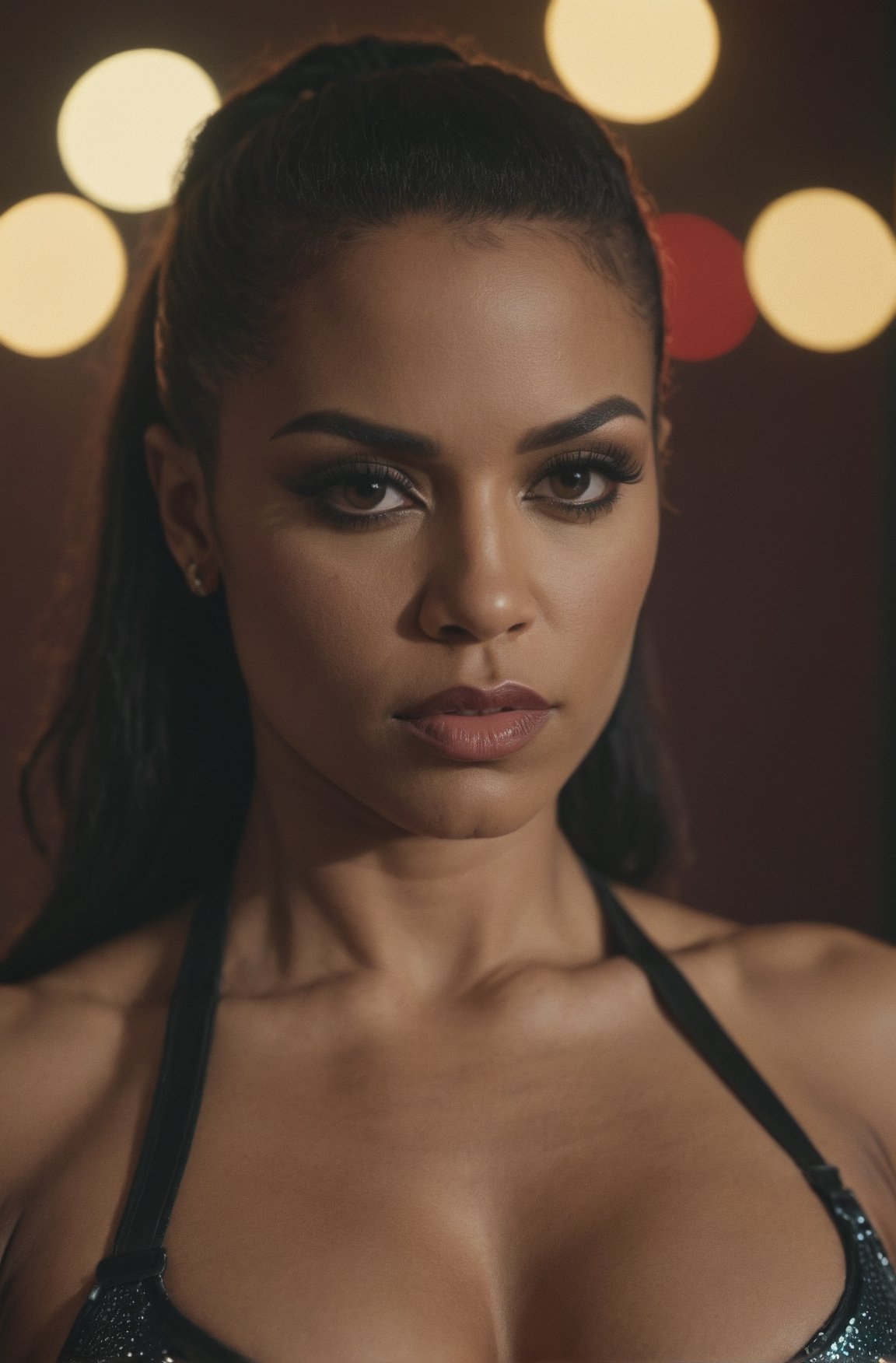 photograph close up portrait of Female Stripper, serious, stoic cinematic 4k epic detailed 4k epic detailed photograph shot on kodak detailed bokeh cinematic hbo dark moody 