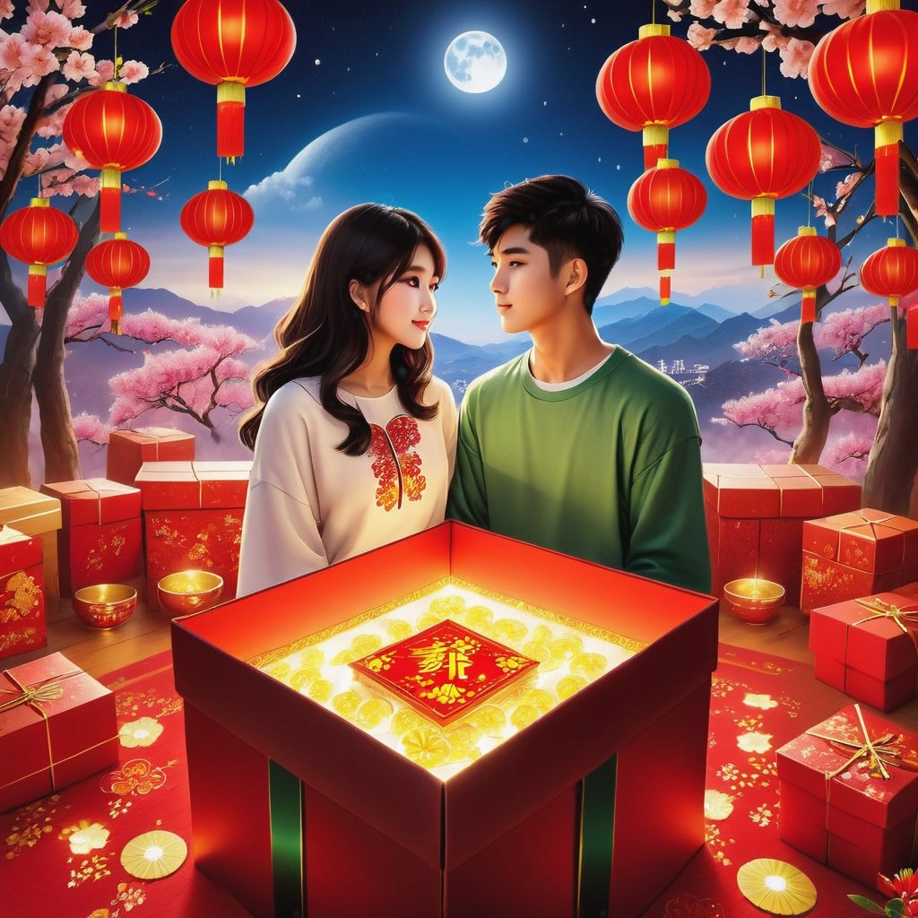 Beautiful, amazing, unique scenery of the Lunar New Year, the most stunning scene of Chinese New Year with a adorable Taiwanese teen couple, moonster,Apoloniasxmasbox