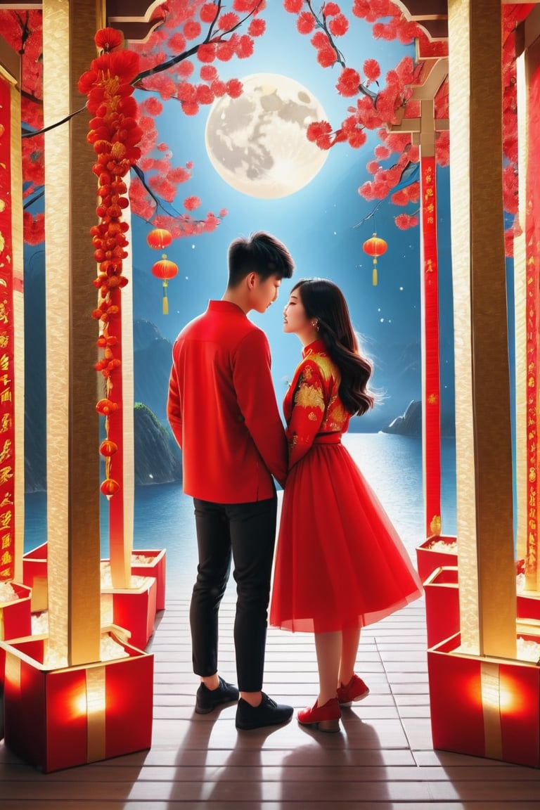 Beautiful, amazing, unique scenery of the Lunar New Year, the most stunning scene of Chinese New Year with a adorable Taiwanese teen couple, moonster,Apoloniasxmasbox